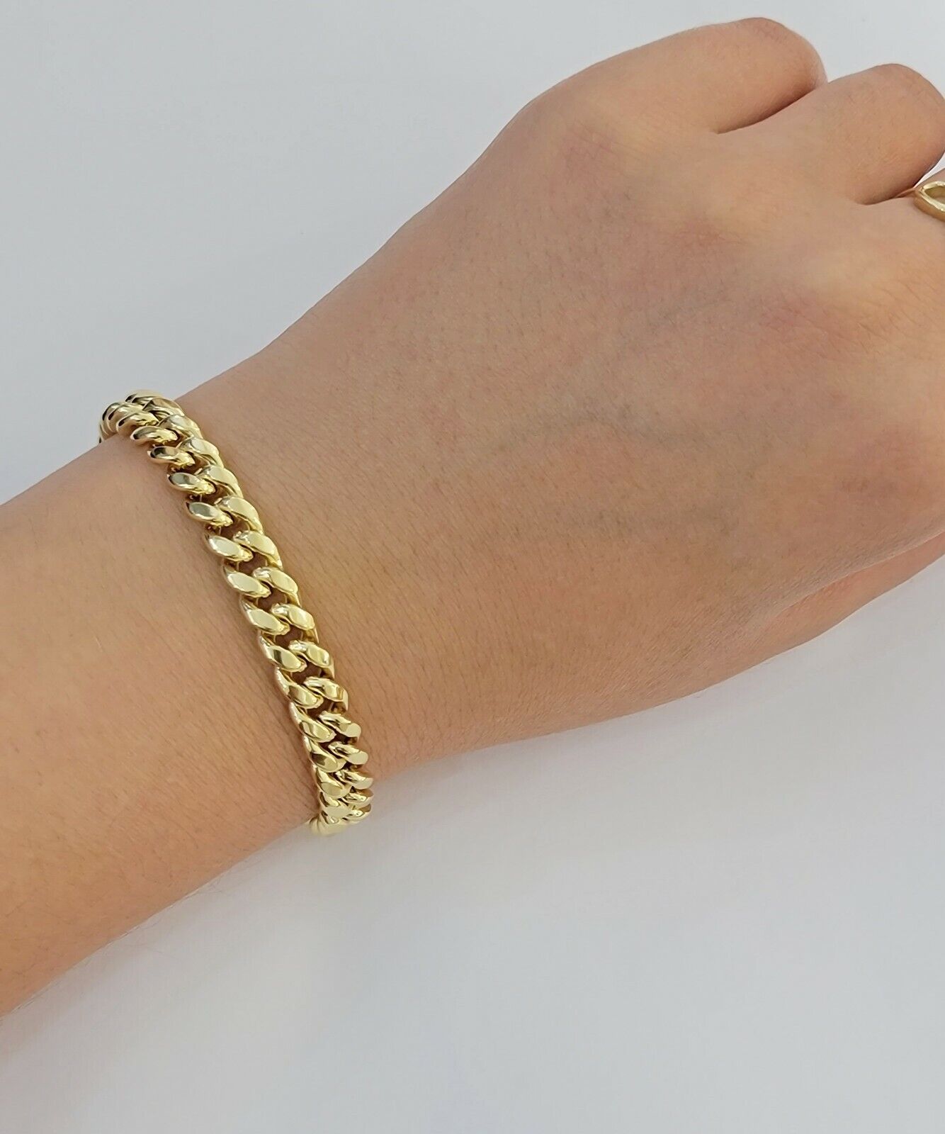 Real 10k Gold Bracelet 7 inch 8mm Miami Cuban Link Box Clasp Strong Men Women - Reva Jeweler