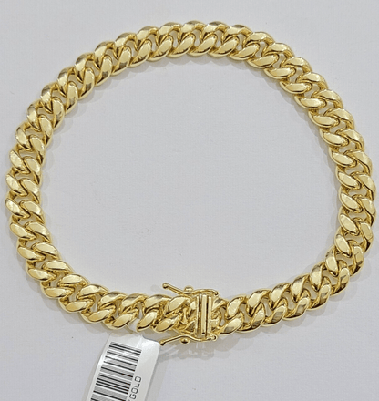 Real 10k Gold Bracelet 7 inch 8mm Miami Cuban Link Box Clasp Strong Men Women - Reva Jeweler