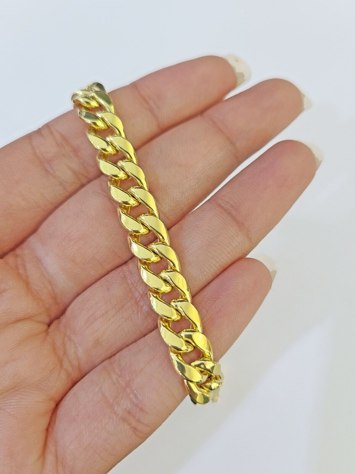Real 10k Gold Bracelet 8mm Miami Cuban Link 8" Box Lock 10kt Yellow Gold - GoldenlinQ