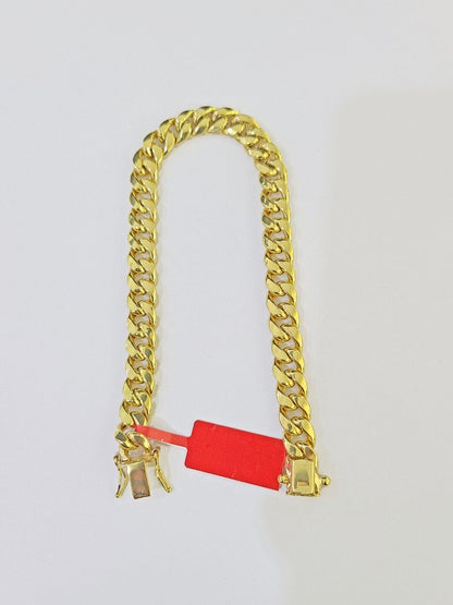 Real 10k Gold Bracelet 8mm Miami Cuban Link 8" Box Lock 10kt Yellow Gold - GoldenlinQ