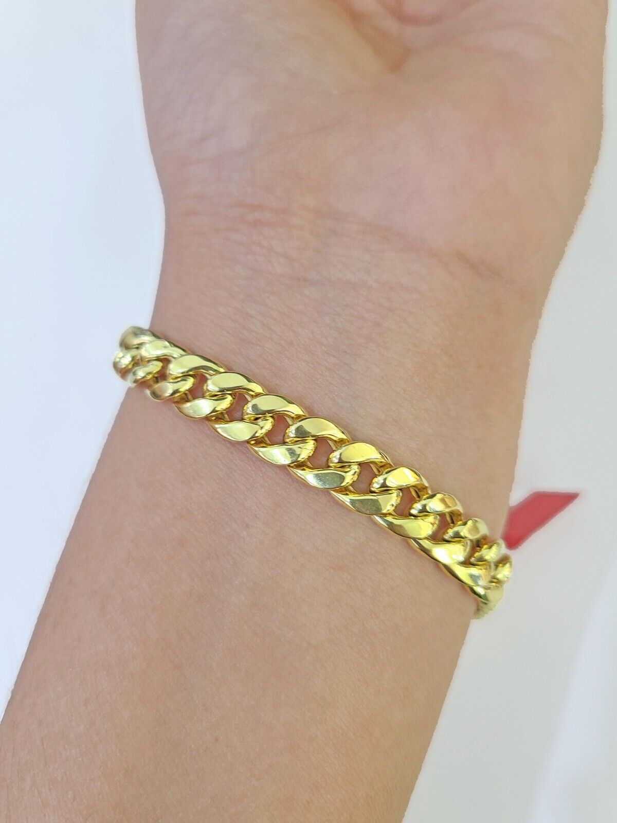 Real 10k Gold Bracelet 8mm Miami Cuban Link 9" Box Lock 10kt Yellow Gold - GoldenlinQ
