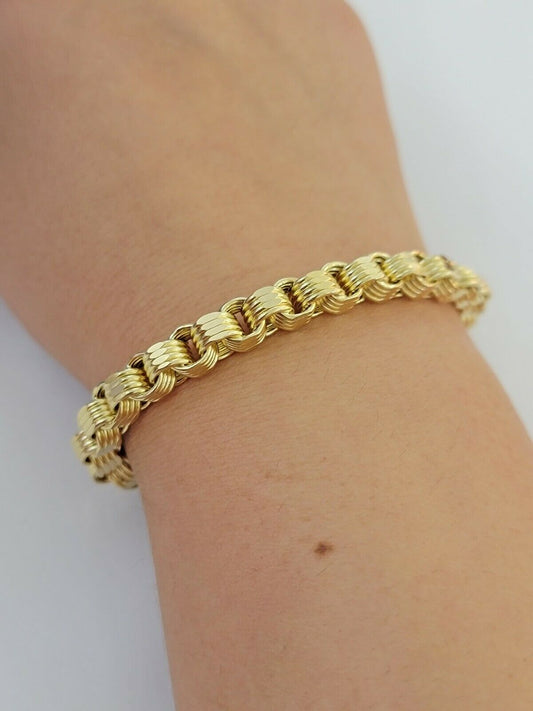 REAL 10k Gold Bracelet Byzantine Box 8" 6mm 10 kt Yellow Gold Men's Genuine 10kt - Reva Jeweler