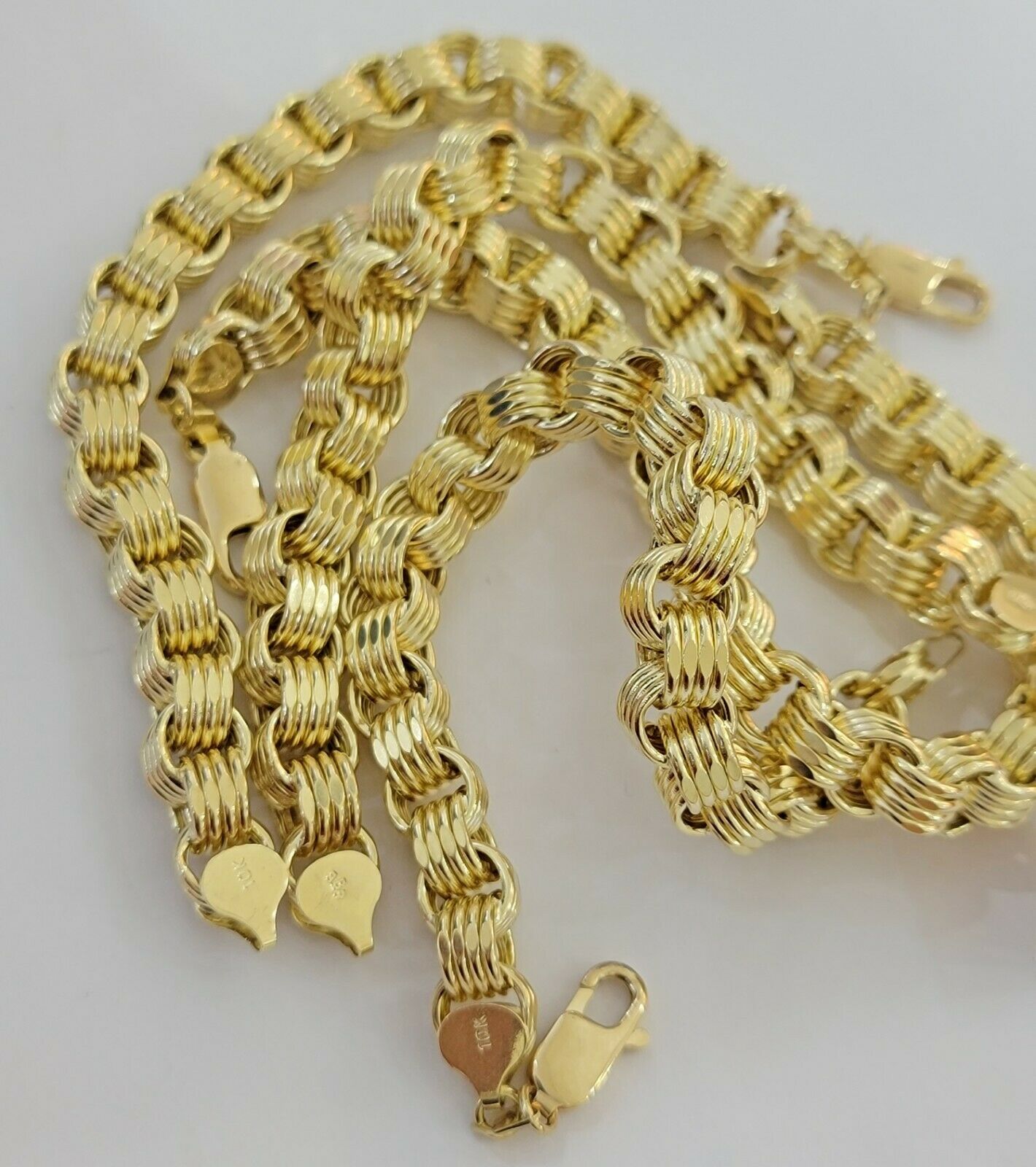 REAL 10k Gold Bracelet Byzantine Box 8" 9mm 10 kt Yellow Gold Men's Genuine 10kt - Reva Jeweler