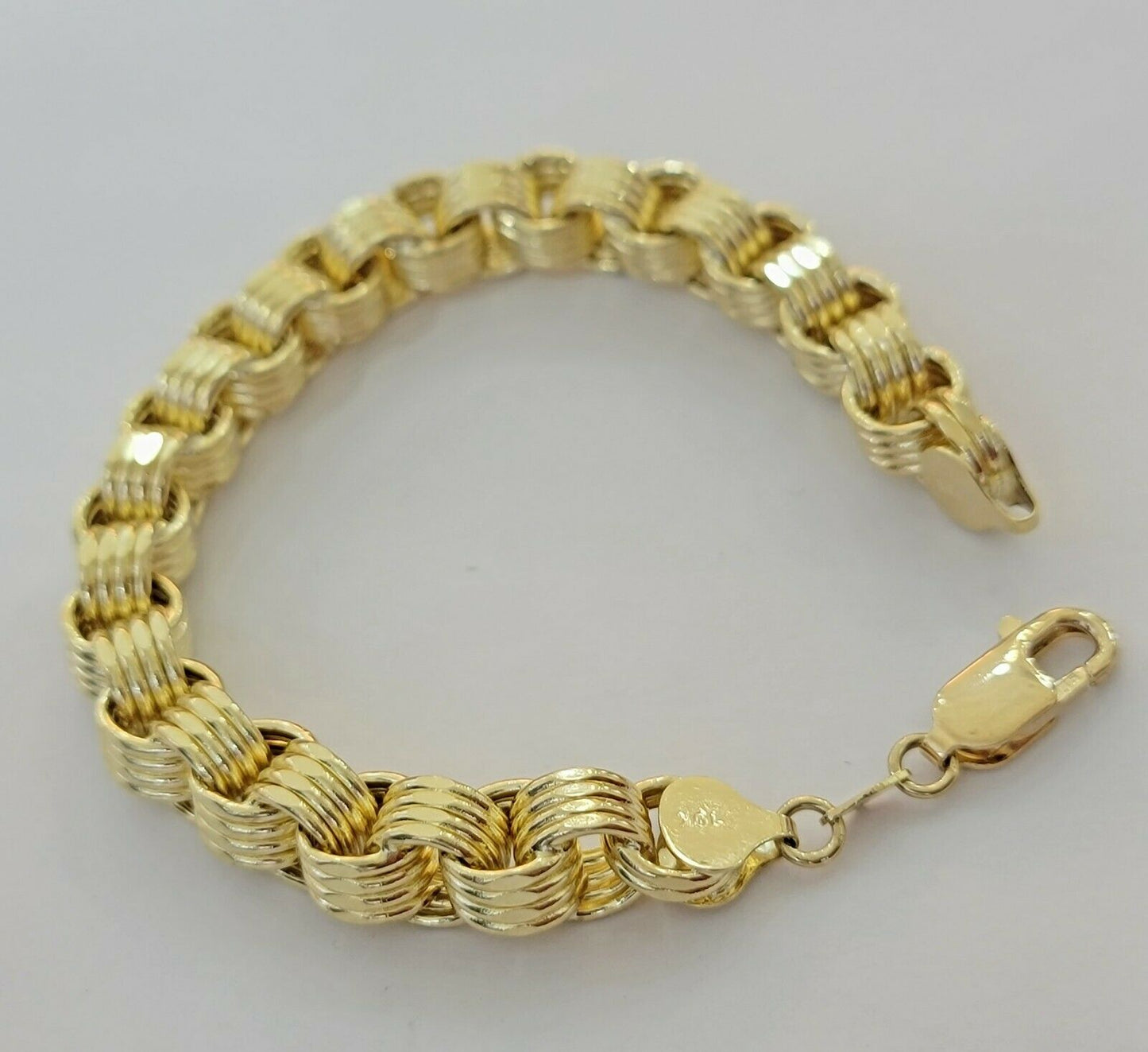 REAL 10k Gold Bracelet Byzantine Box 8" 9mm 10 kt Yellow Gold Men's Genuine 10kt - Reva Jeweler