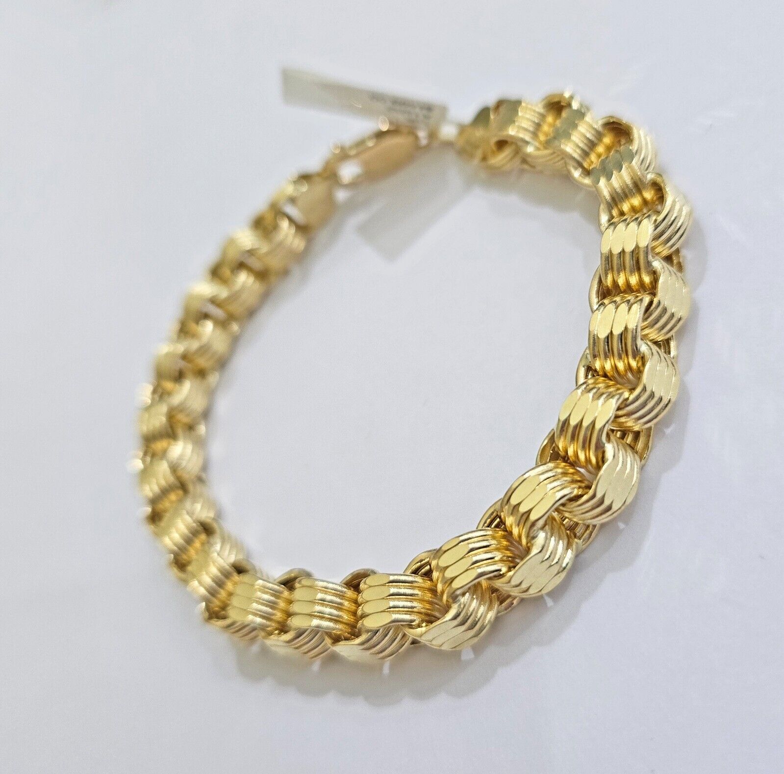 Real 10k Gold Bracelet Byzantine Box 8 Inch 8.5mm 10kt Yellow Gold Men's Genuine - Reva Jeweler