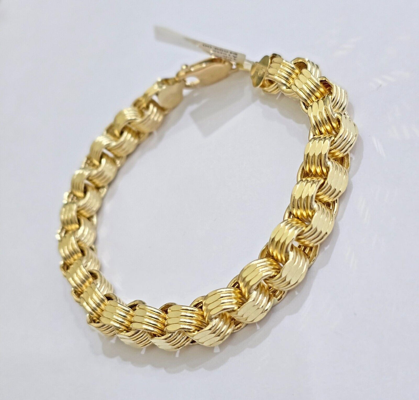 Real 10k Gold Bracelet Byzantine Box 8 Inch 8.5mm 10kt Yellow Gold Men's Genuine - Reva Jeweler