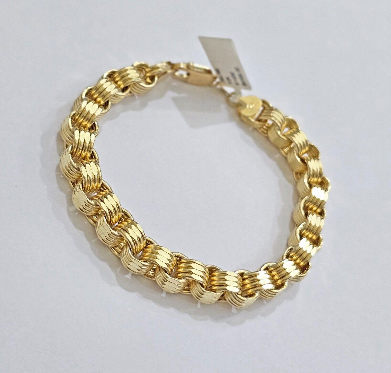 Real 10k Gold Bracelet Byzantine Box 9 Inch 8.5mm 10kt Yellow Gold Men's Genuine - Reva Jeweler