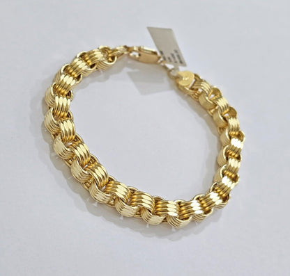 Real 10k Gold Bracelet Byzantine Box 9 Inch 8.5mm 10kt Yellow Gold Men's Genuine - Reva Jeweler