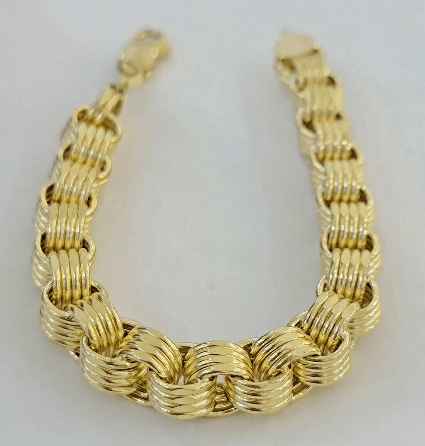 Real 10k Gold Bracelet Byzantine Box 9 Inch 8.5mm 10kt Yellow Gold Men's Genuine - Reva Jeweler