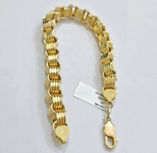 Real 10k Gold Bracelet Byzantine Box 9 Inch 8.5mm 10kt Yellow Gold Men's Genuine - Reva Jeweler
