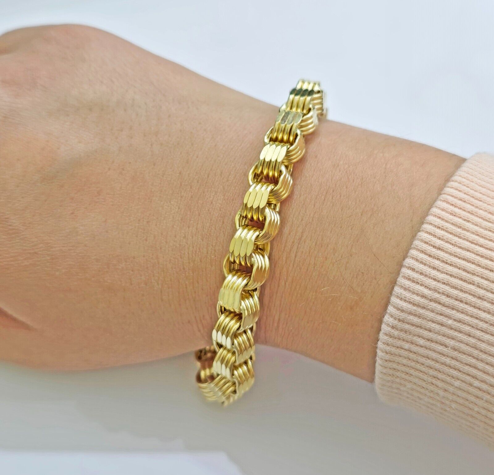 Real 10k Gold Bracelet Byzantine Box 9 Inch 8.5mm 10kt Yellow Gold Men's Genuine - Reva Jeweler