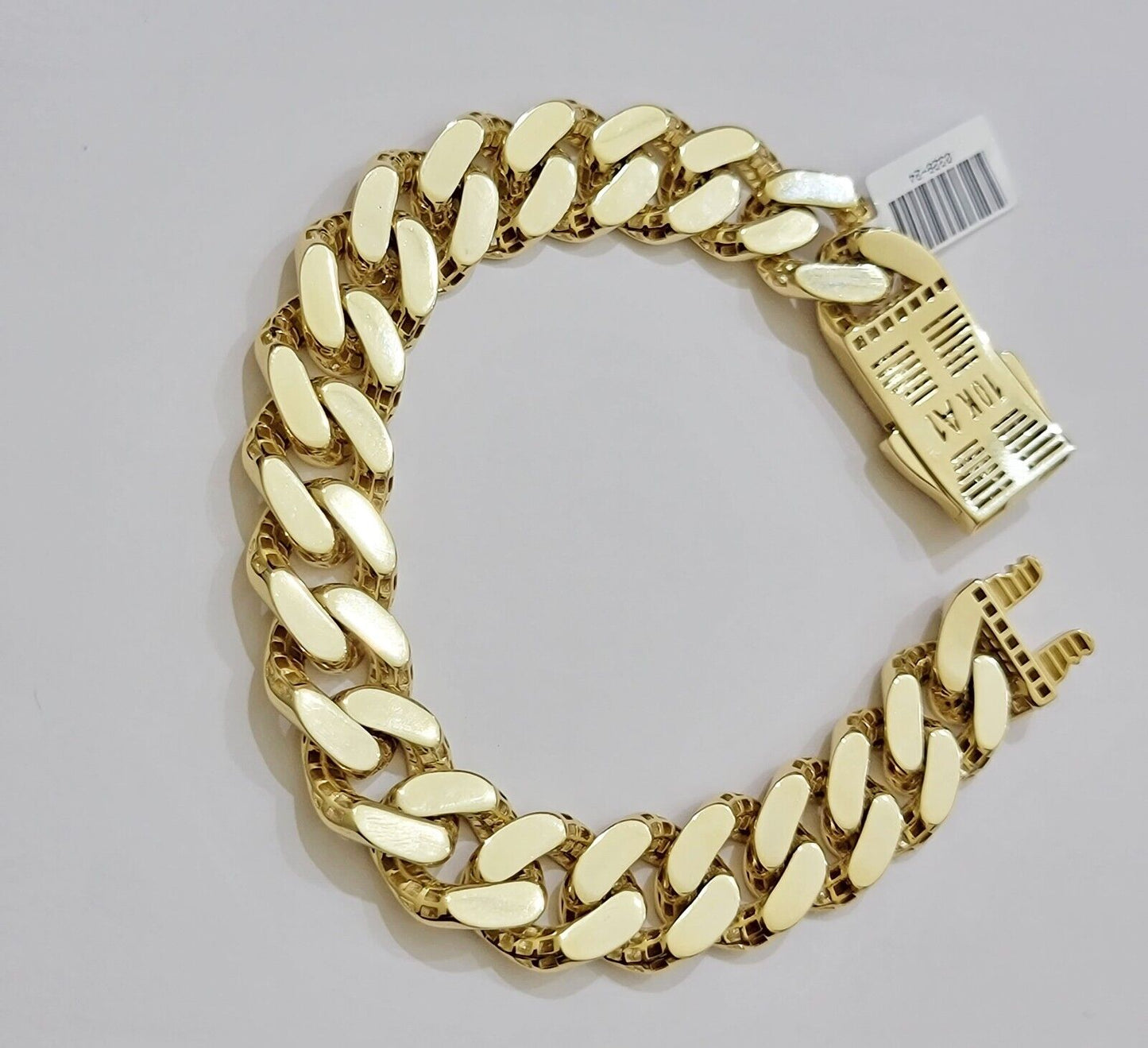Real 10k Gold Bracelet Mens 9 inch 15mm Royal Cuban Link 10kt Yellow Gd CZ Lock - Reva Jeweler