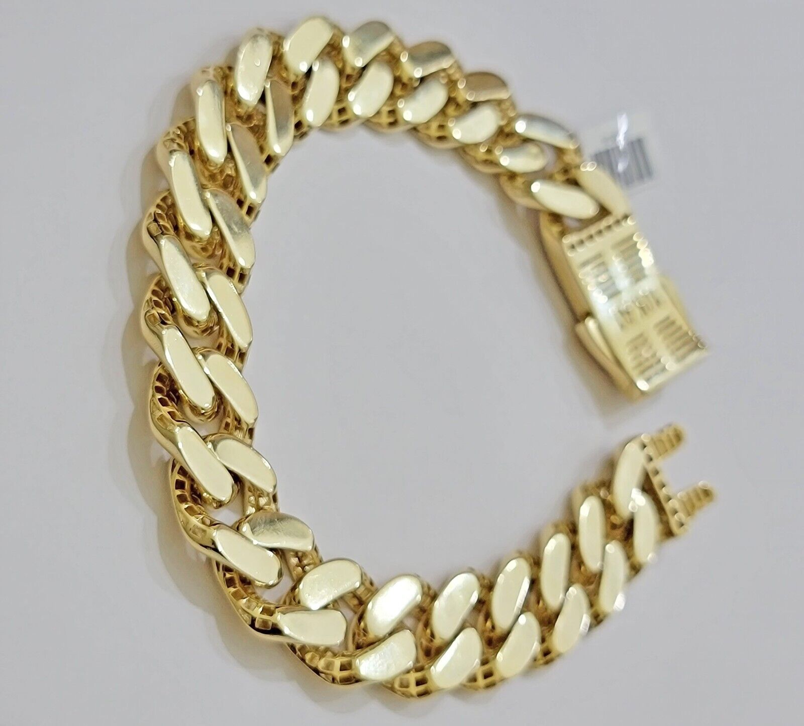 Real 10k Gold Bracelet Mens 9 inch 15mm Royal Cuban Link 10kt Yellow Gd CZ Lock - Reva Jeweler
