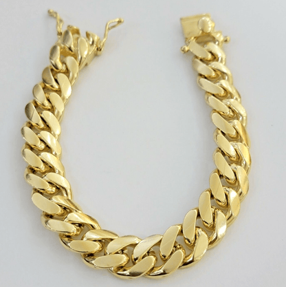 Real 10k Gold Bracelet Mens Miami Cuban Link 9 Inch 13mm Heavy SOLID 10KT , SALE - Reva Jeweler