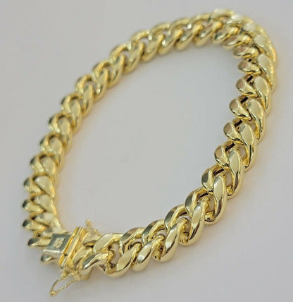 REAL 10k Gold Bracelet Miami Cuban Link 8 Inch 11mm Mens 10kt Yellow Gold Strong - Reva Jeweler