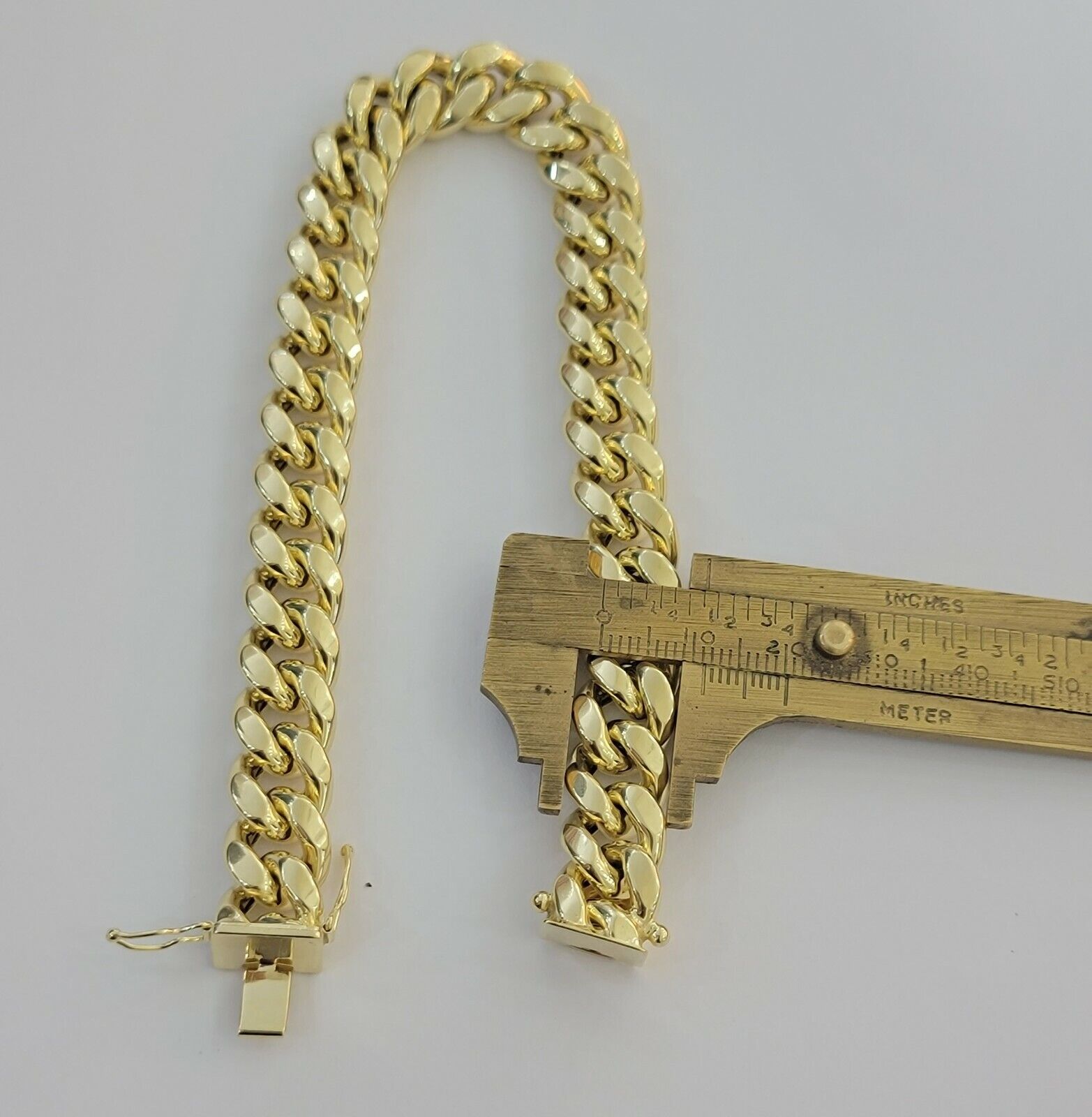 REAL 10k Gold Bracelet Miami Cuban Link 8 Inch 11mm Mens 10kt Yellow Gold Strong - Reva Jeweler