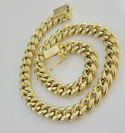 Real 10k Gold Bracelet Miami Cuban Link 9" 7mm REAL 10kt Yellow Gold STRONG,MENs - Reva Jeweler