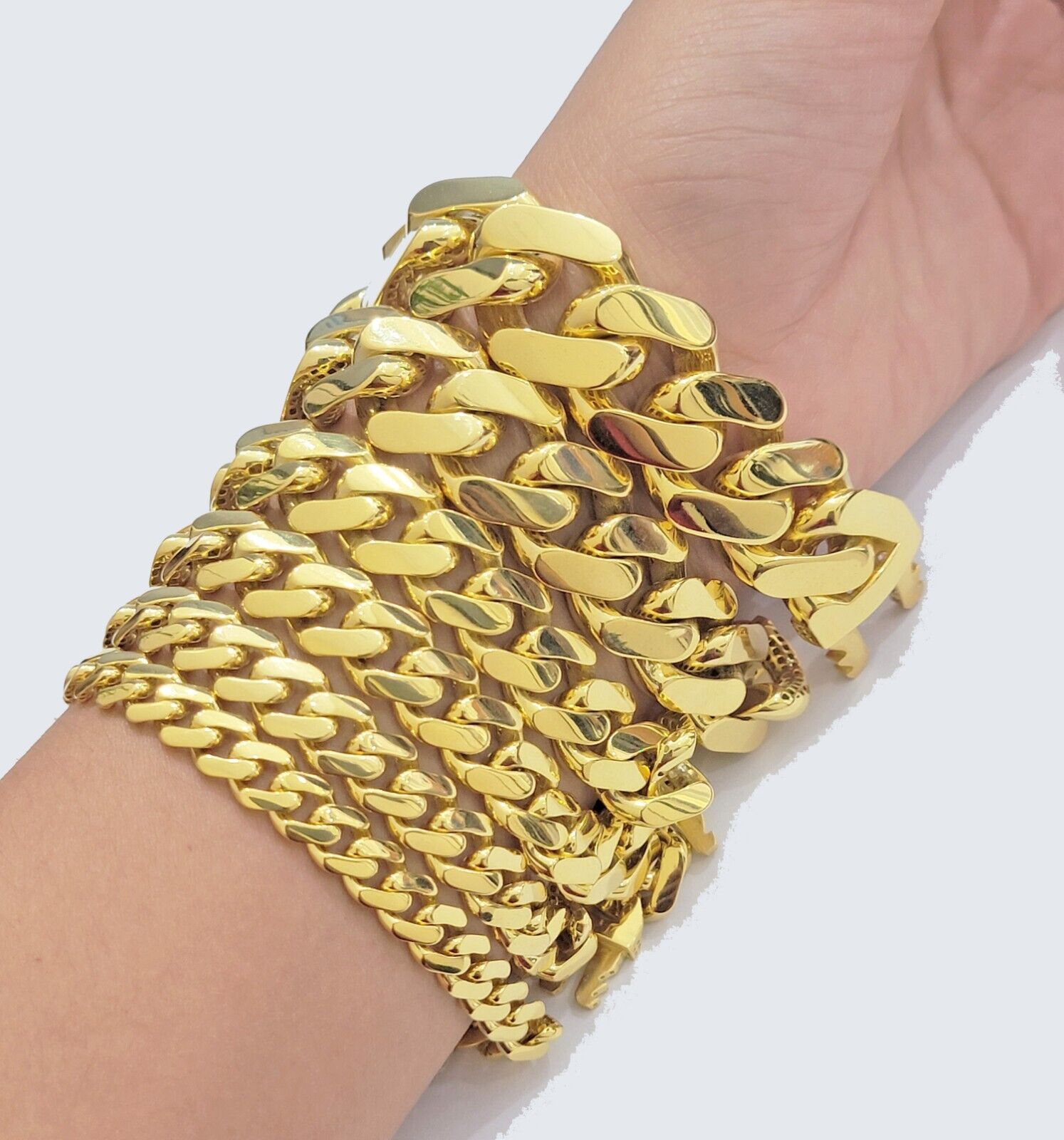 Real 10k Gold Bracelet Royal Cuban Link Monaco 8mm - 20mm 8 - 9" 10kt Yellow Gold - Reva Jeweler