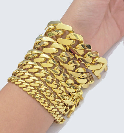 Real 10k Gold Bracelet Royal Cuban Link Monaco 8mm - 20mm 8 - 9" 10kt Yellow Gold - Reva Jeweler