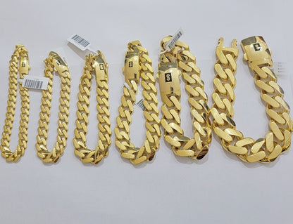 Real 10k Gold Bracelet Royal Cuban Link Monaco 8mm - 20mm 8 - 9" 10kt Yellow Gold - Reva Jeweler