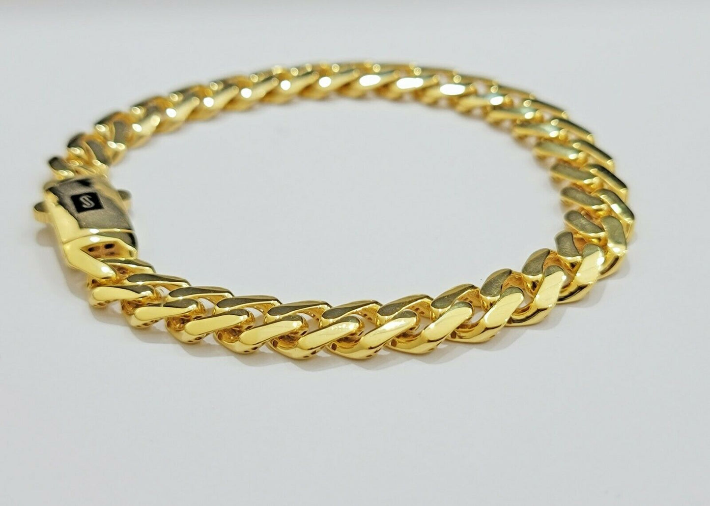 Real 10k Gold Bracelet Royal Miami Cuban Link 8.5mm 8.5Inch Moneco Box Lock,10kt - Reva Jeweler
