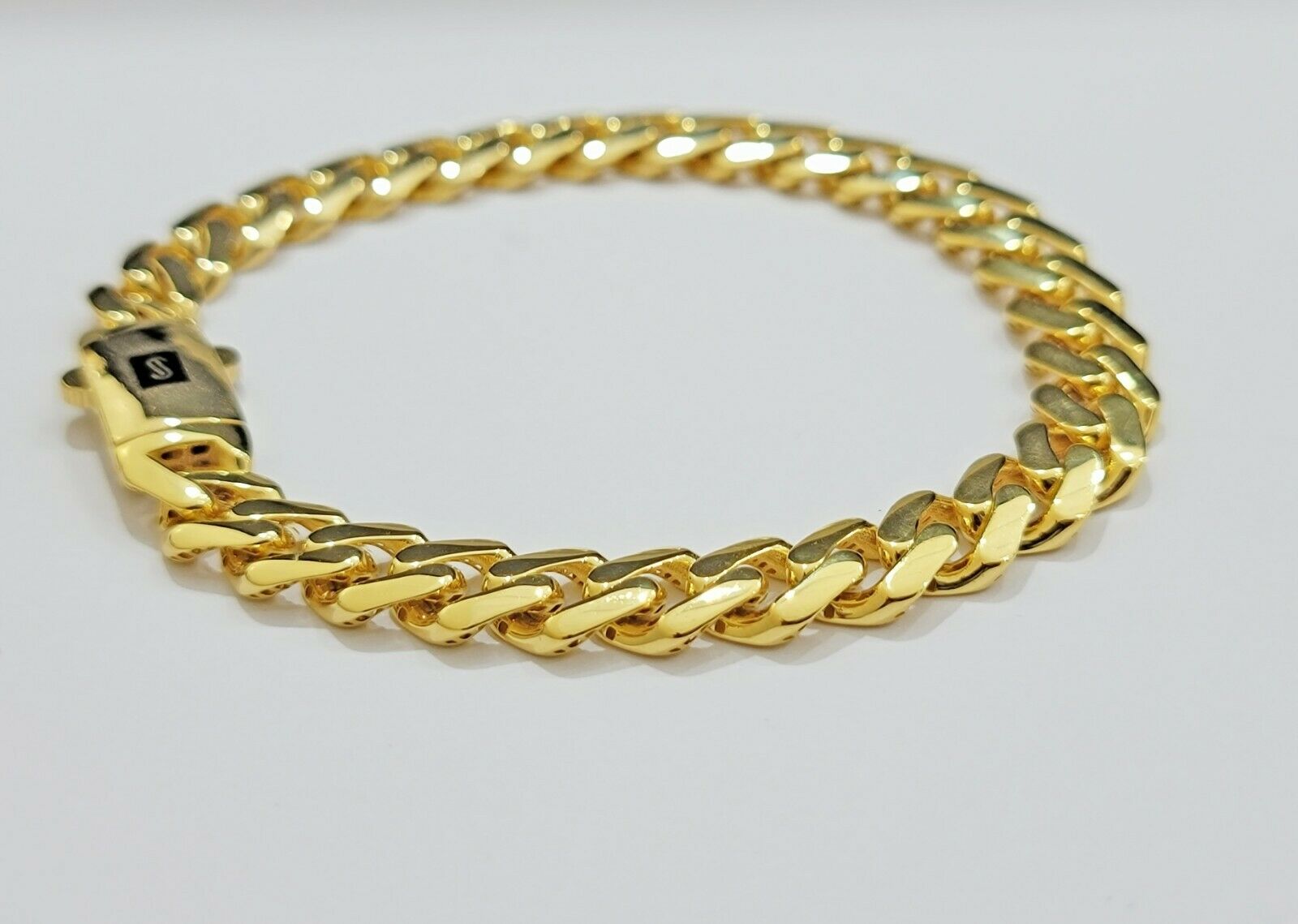 Real 10k Gold Bracelet Royal Miami Cuban Link 8.5mm 8.5Inch Moneco Box Lock,10kt - Reva Jeweler