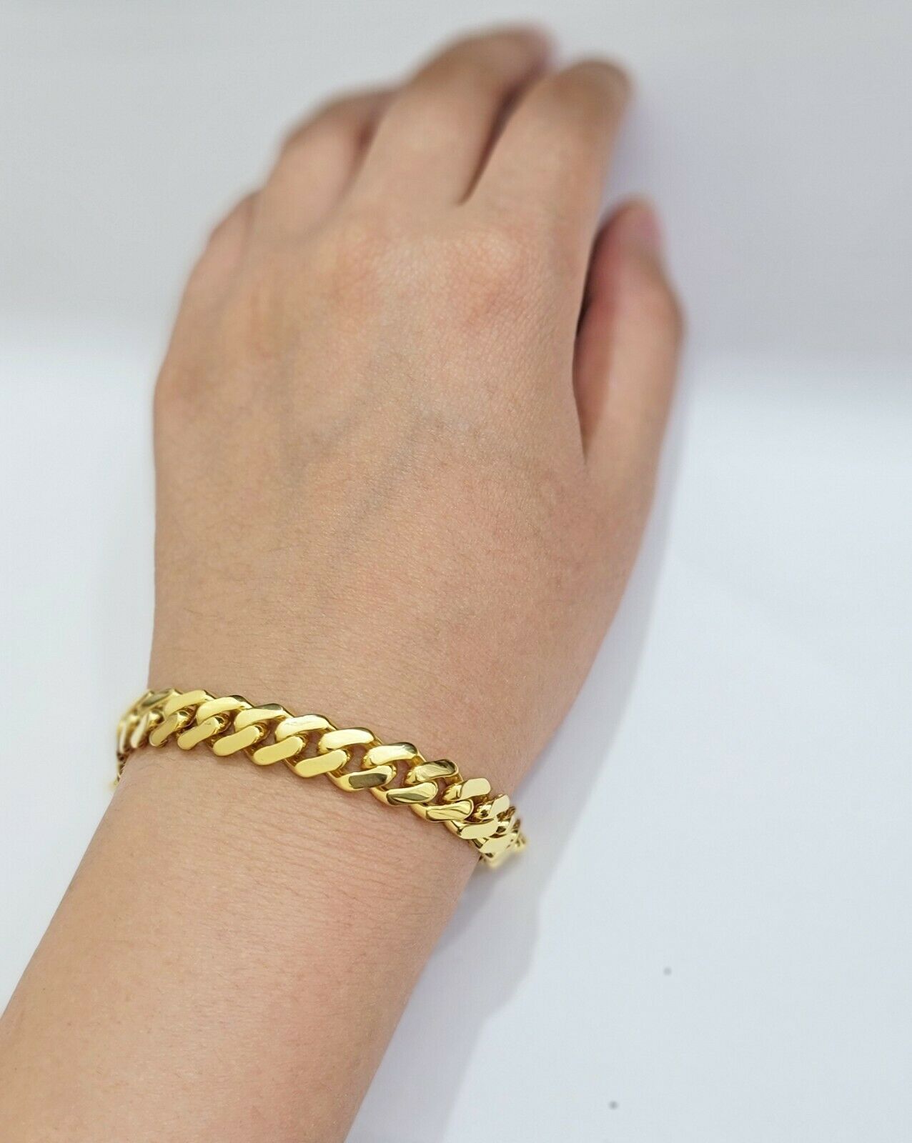 Real 10k Gold Bracelet Royal Miami Cuban Link 8.5mm 8.5Inch Moneco Box Lock,10kt - Reva Jeweler