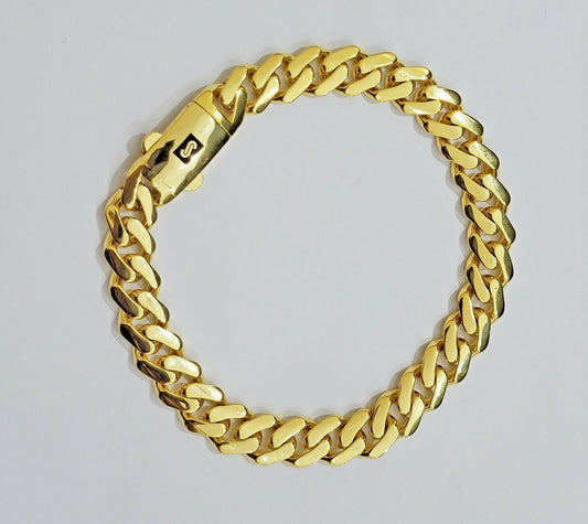 Real 10k Gold Bracelet Royal Miami Cuban Link 8.5mm 8.5Inch Moneco Box Lock,10kt - Reva Jeweler