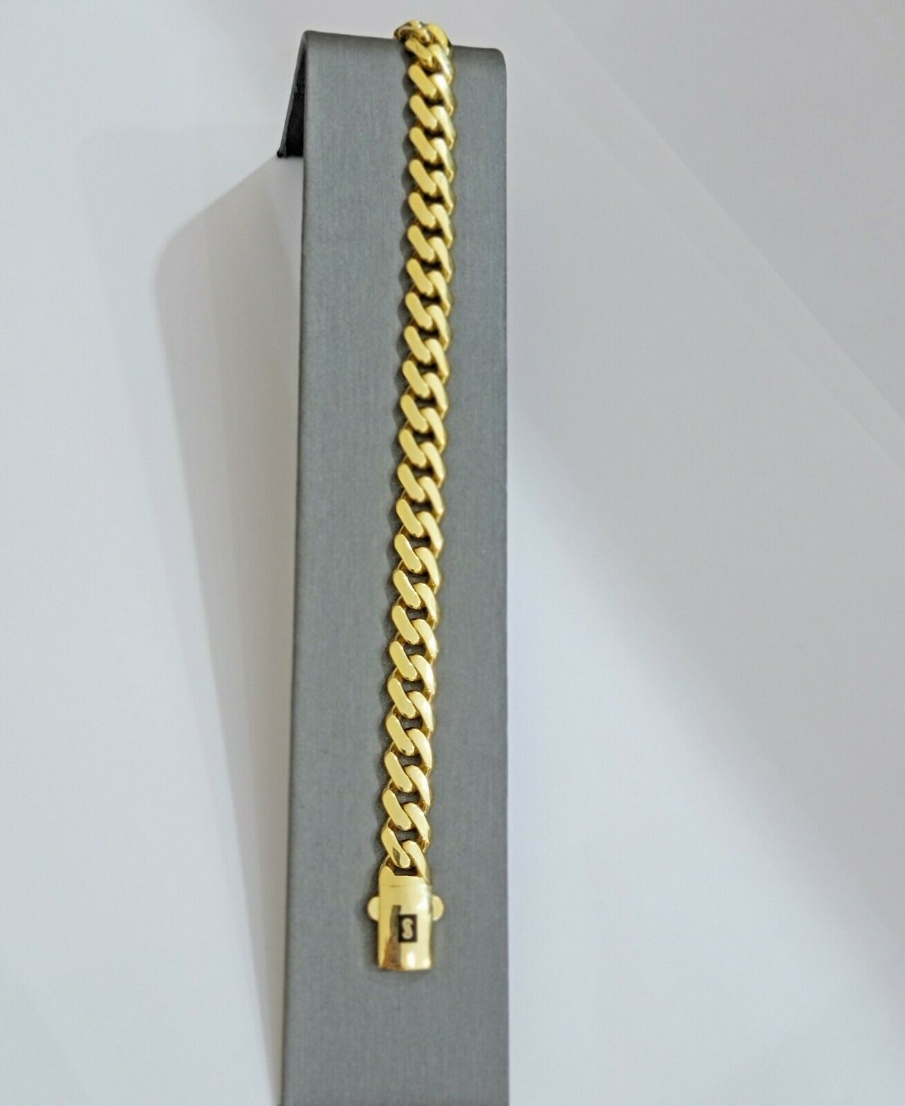 Real 10k Gold Bracelet Royal Miami Cuban Link 8.5mm 8.5Inch Moneco Box Lock,10kt - Reva Jeweler