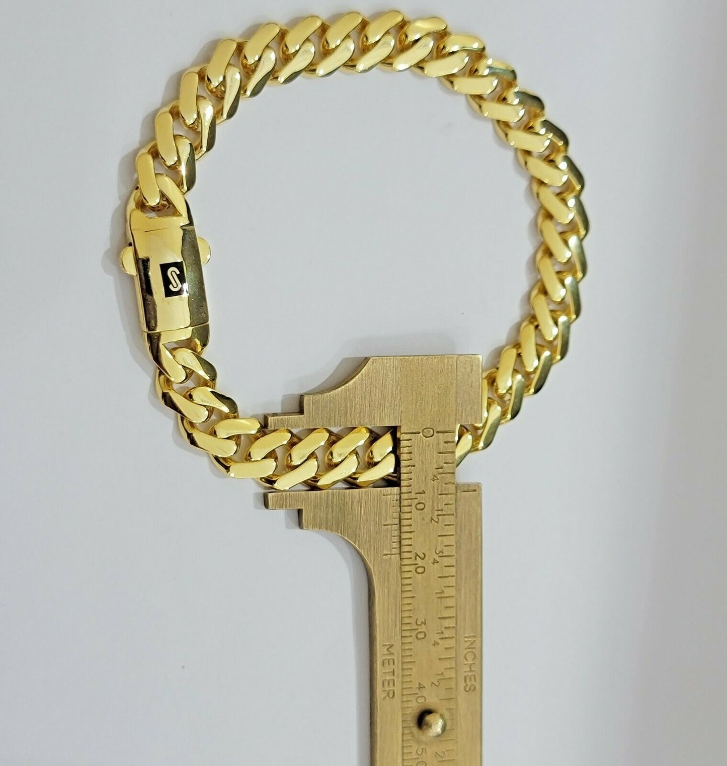 Real 10k Gold Bracelet Royal Miami Cuban Link 8.5mm 8.5Inch Moneco Box Lock,10kt - Reva Jeweler