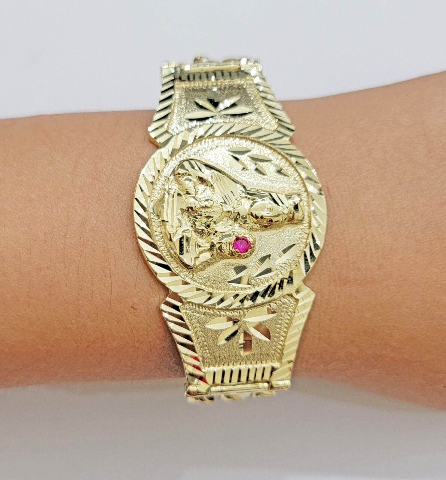 Real 10k Gold Bracelet Solid San barbara 8 Inches Cuban Link Box Lock, Pura oro - Reva Jeweler