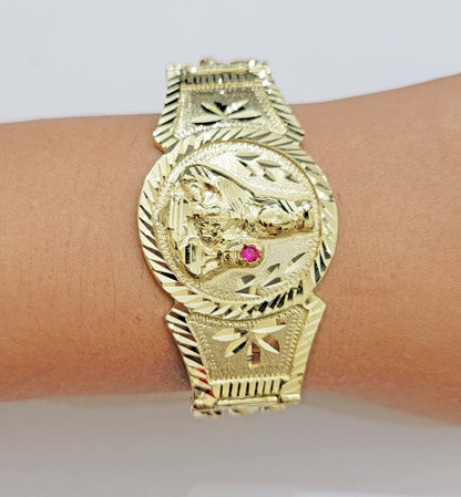 Real 10k Gold Bracelet Solid San barbara 8 Inches Cuban Link Box Lock, Pura oro - Reva Jeweler