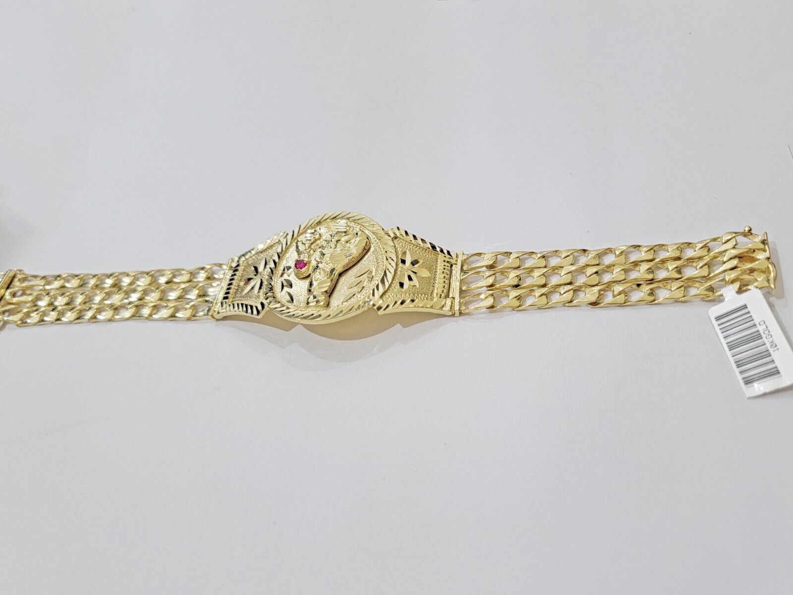 Real 10k Gold Bracelet Solid San barbara 8 Inches Cuban Link Box Lock, Pura oro - Reva Jeweler