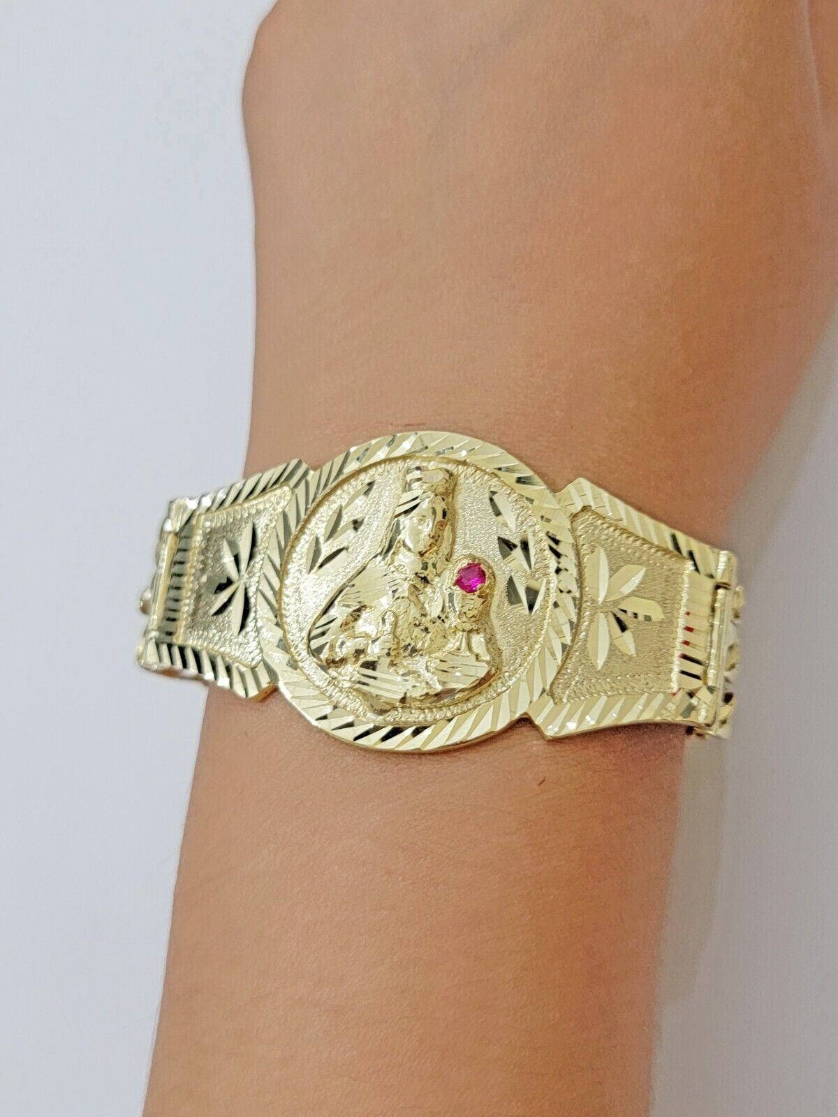 Real 10k Gold Bracelet Solid San barbara 8.25 Inch Cuban Link Box Lock, Pura oro - Reva Jeweler