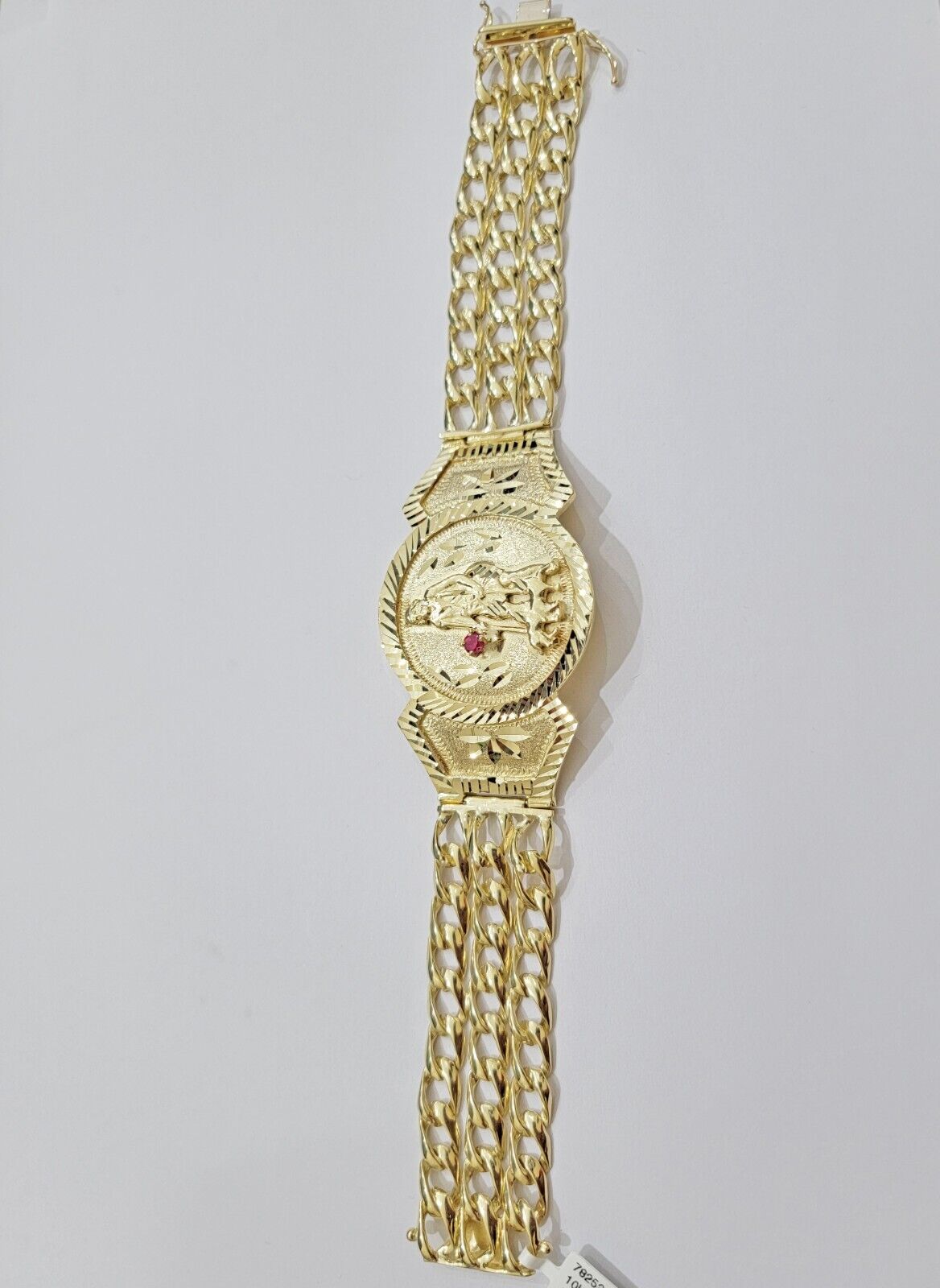 Real 10k Gold Bracelet Solid San Lazarus 9 Inches Cuban Link Pura oro , lázaro - Reva Jeweler