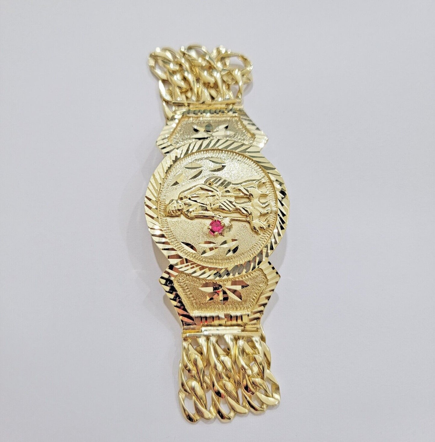 Real 10k Gold Bracelet Solid San Lazarus 9 Inches Cuban Link Pura oro , lázaro - Reva Jeweler