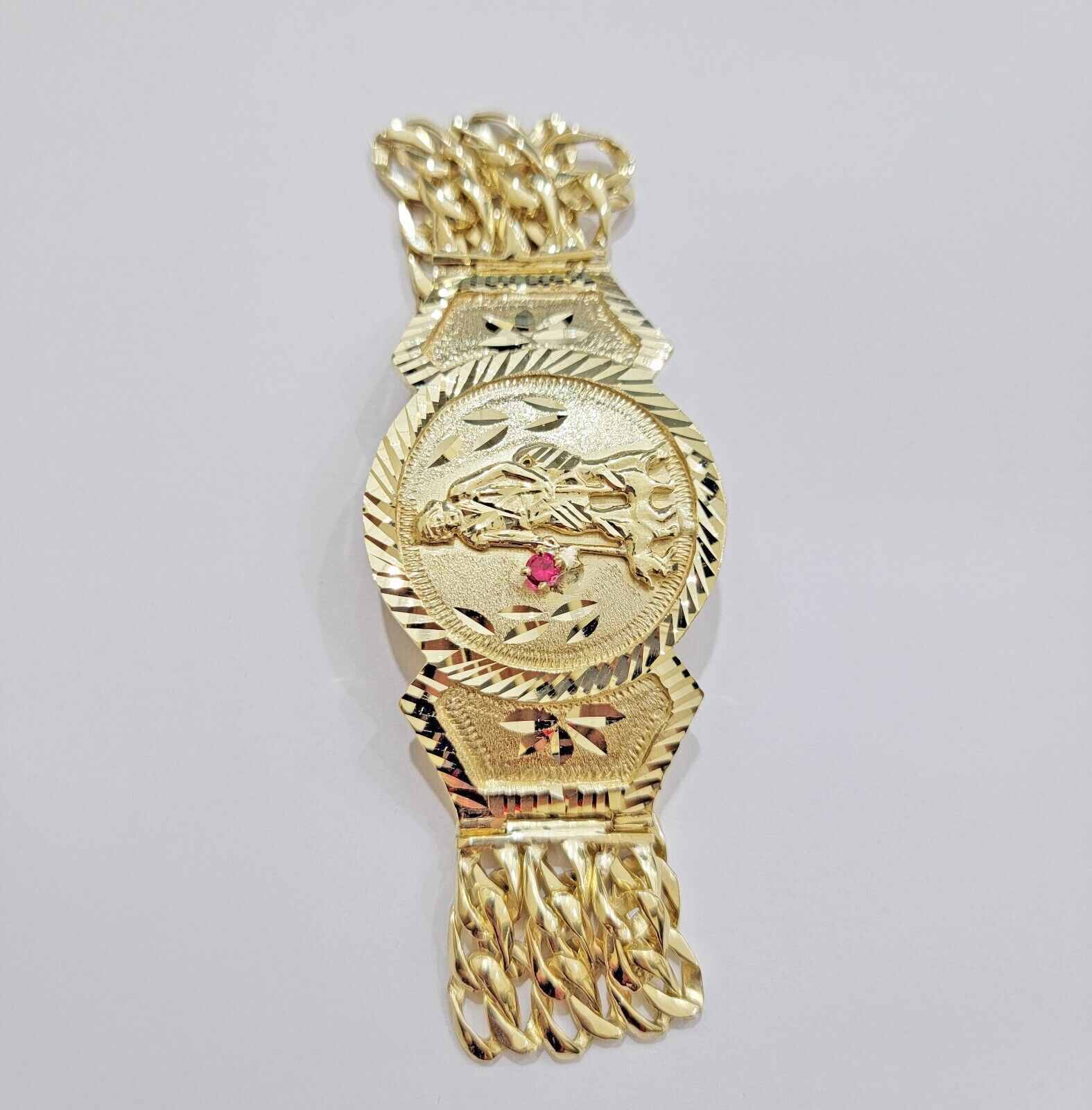 Real 10k Gold Bracelet Solid San Lazarus 9 Inches Cuban Link Pura oro , lázaro - Reva Jeweler