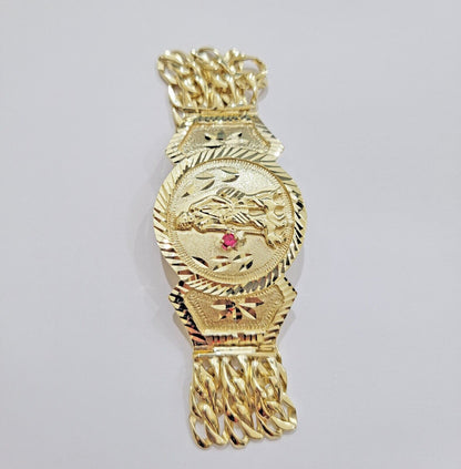 Real 10k Gold Bracelet Solid San Lazarus 9 Inches Cuban Link Pura oro , lázaro - Reva Jeweler