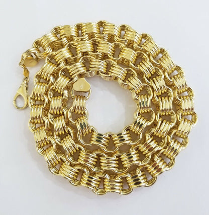 Real 10k Gold Byzantine Chain 11mm 26" Inch Men's yellow gold necklace 10kt - Reva Jeweler