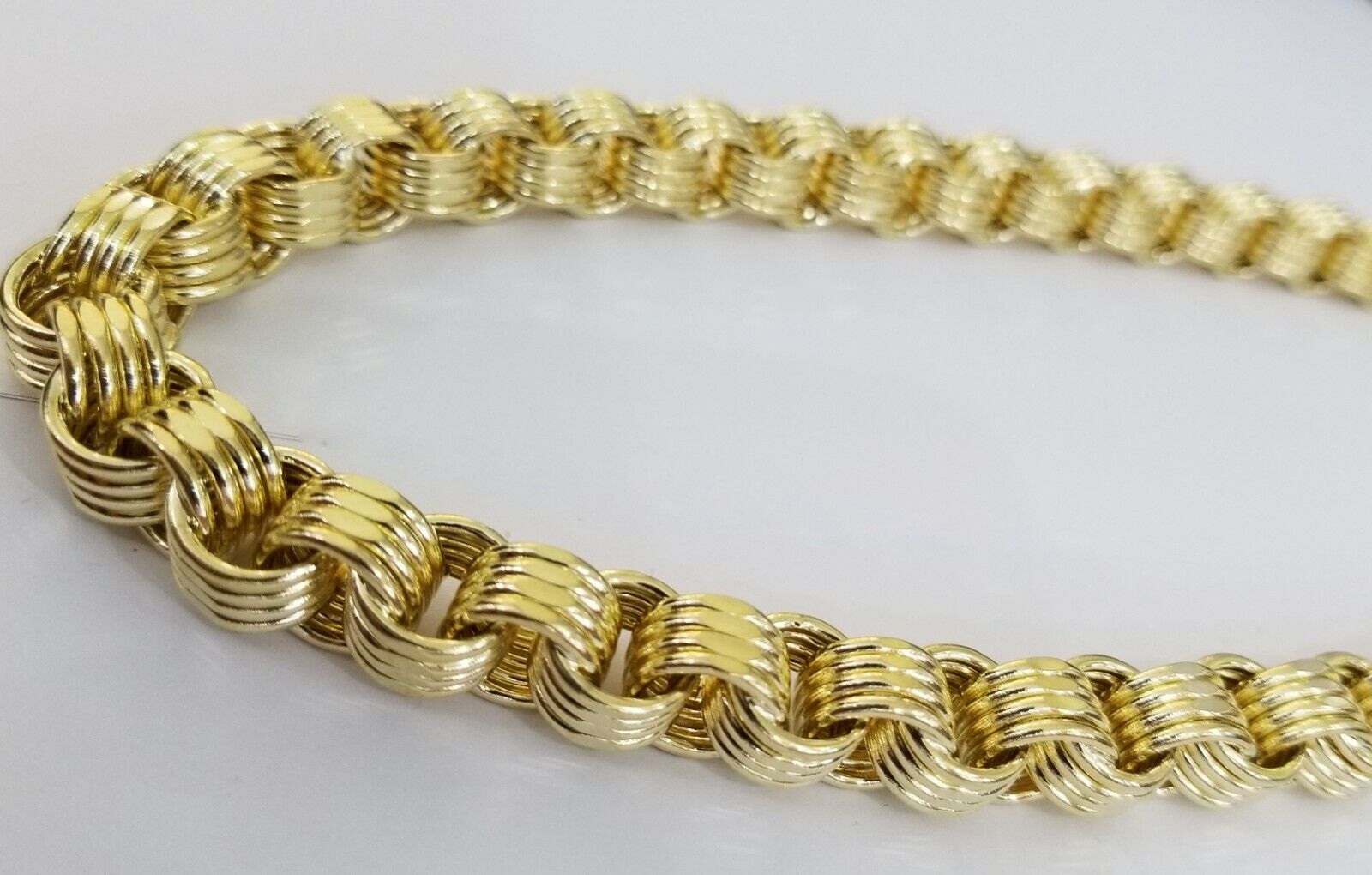 Real 10k Gold Byzantine Chain 11mm 26" Inch Men's yellow gold necklace 10kt - Reva Jeweler
