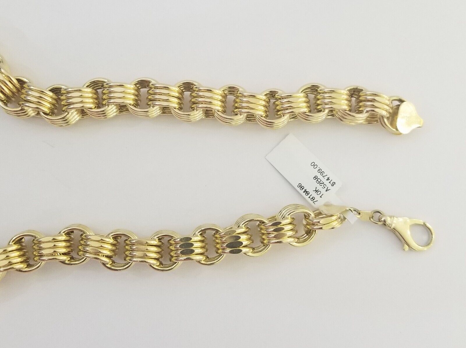 Real 10k Gold Byzantine Chain 11mm necklace 24" Men's 10kt yellow gold Box Chain - Reva Jeweler