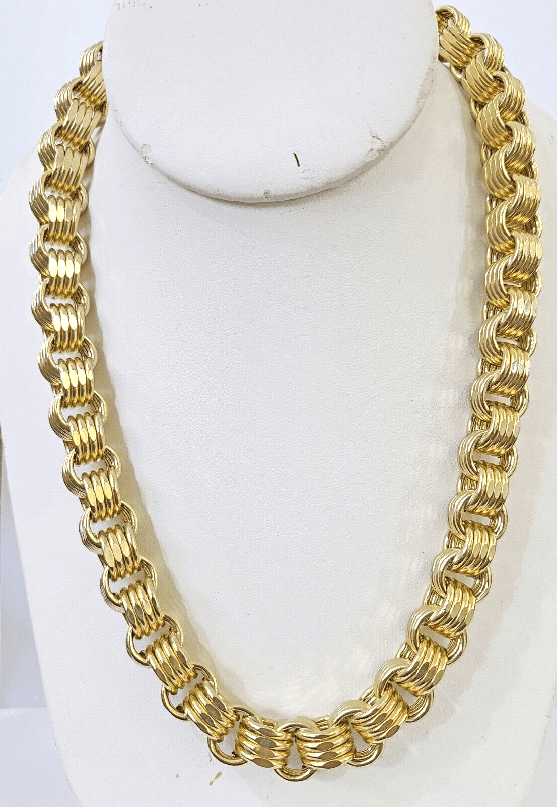 Real 10k Gold Byzantine Chain 12mm 26 Inch Men's yellow gold necklace Real gold - Reva Jeweler
