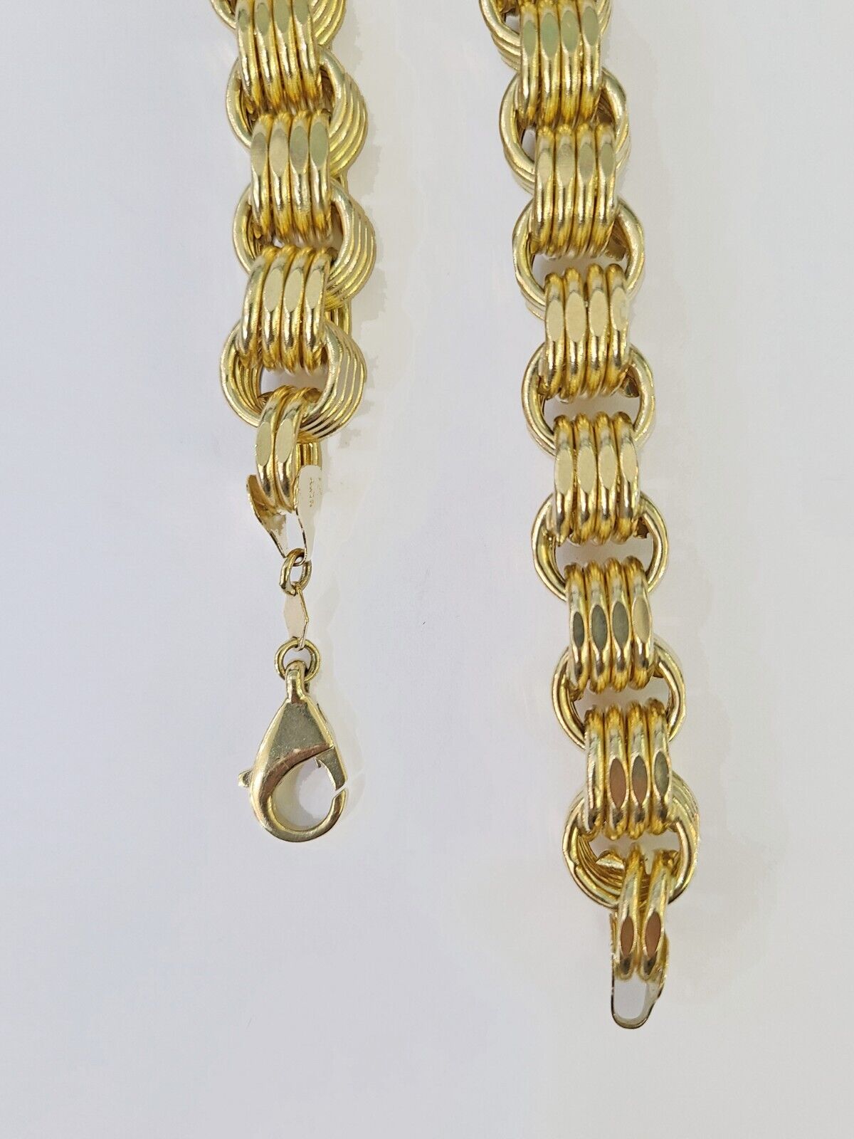 Real 10k Gold Byzantine Chain 12mm 26 Inch Men's yellow gold necklace Real gold - Reva Jeweler