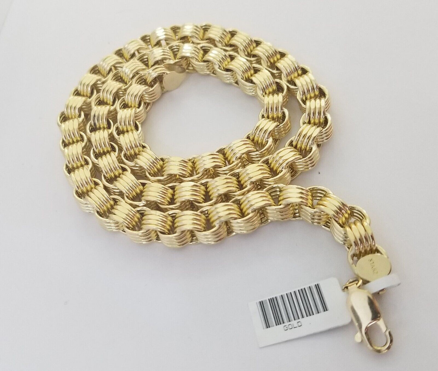 Real 10k Gold Byzantine Chain Mens necklace 8.5 mm 22" Inch 10kt yellow gold - Reva Jeweler