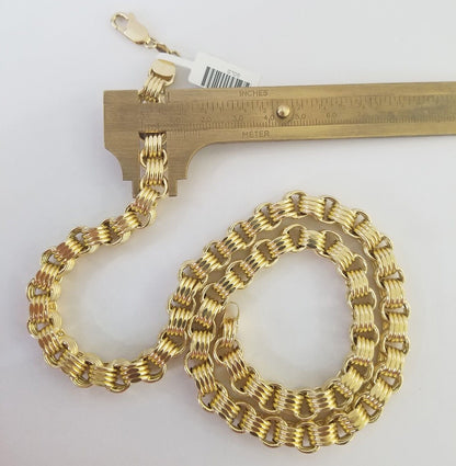 Real 10k Gold Byzantine Chain Mens necklace 8.5 mm 22" Inch 10kt yellow gold - Reva Jeweler