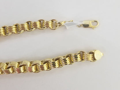 Real 10k Gold Byzantine Chain Mens necklace 8.5 mm 22" Inch 10kt yellow gold - Reva Jeweler
