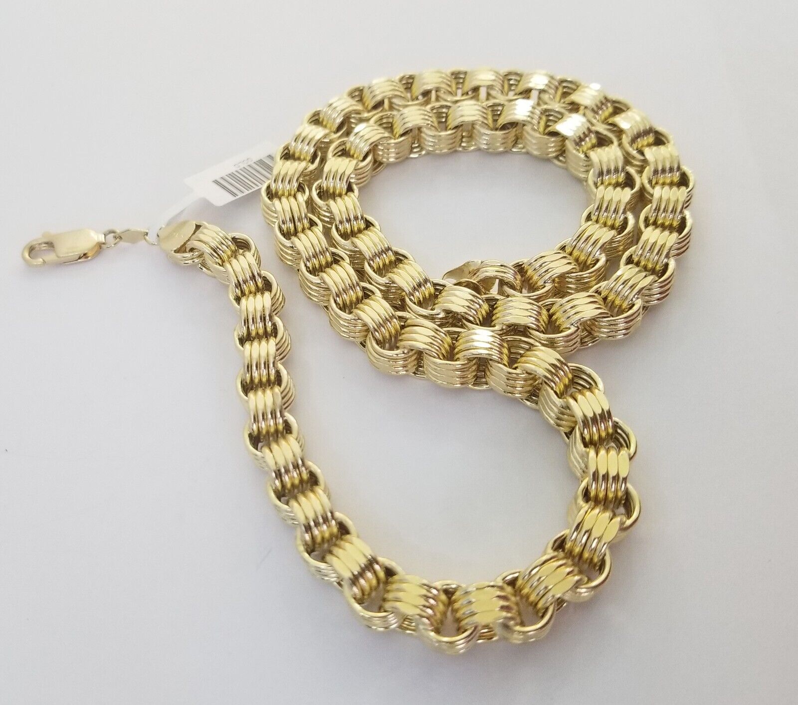 Real 10k Gold Byzantine Chain Mens necklace 8.5 mm 22" Inch 10kt yellow gold - Reva Jeweler