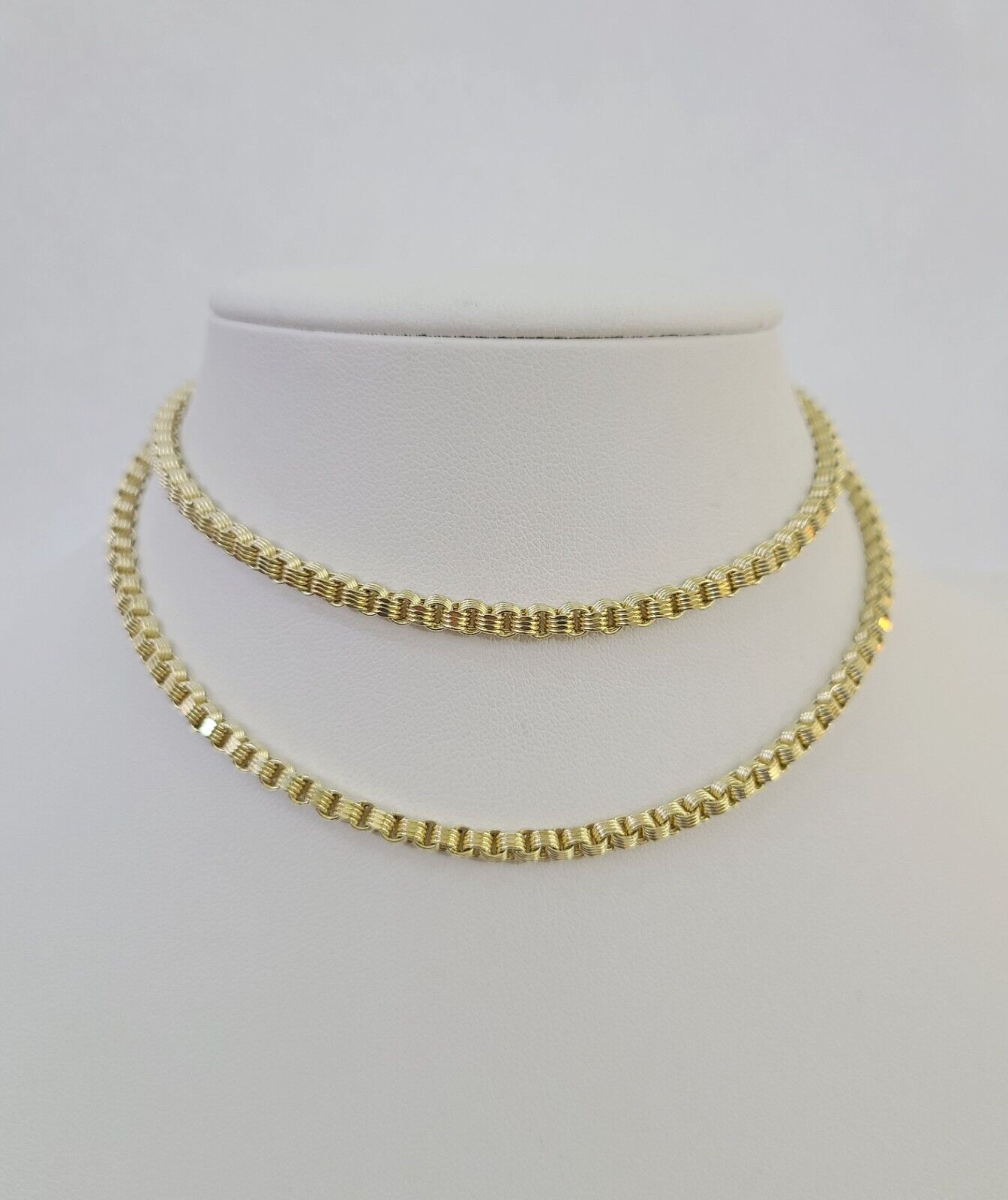 REAL 10k Gold Byzantine Chain Necklace Lobster Clasp 3mm 20" 22" 24" 26" 28" 30" - Reva Jeweler
