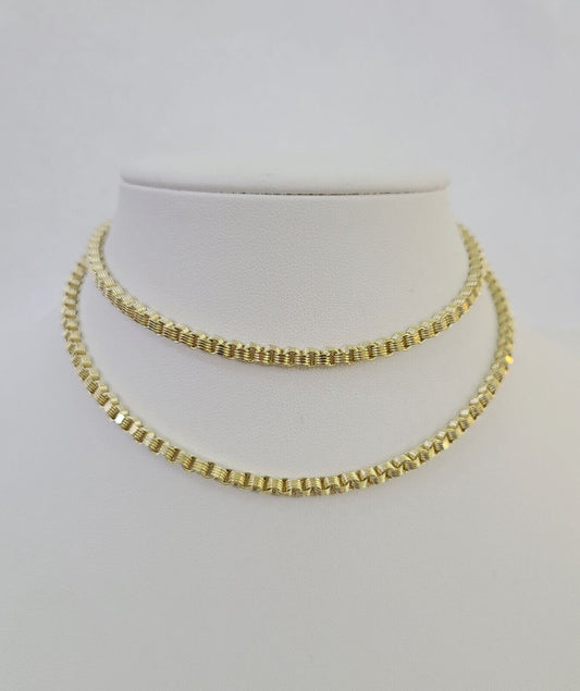 REAL 10k Gold Byzantine Chain Necklace Lobster Clasp 3mm 20" 22" 24" 26" 28" 30" - Reva Jeweler