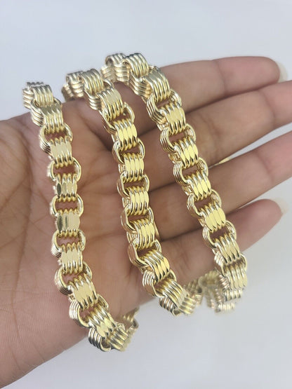 REAL 10k Gold Byzantine Chain Necklace Lobster Clasp 8mm 20" 22" 24" 26" 28" 30" - GoldenlinQ